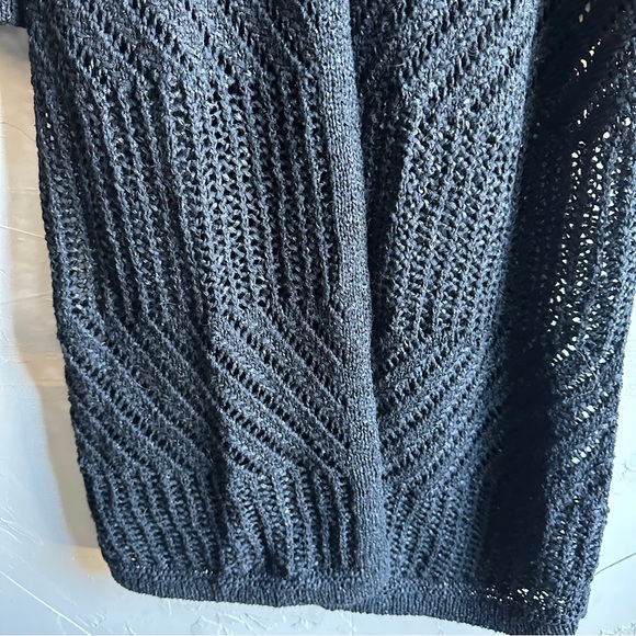 Black Open Knit Duster Cardigan Goth Whimsigoth Boho Dark Romantic Grunge Y2K S - Picture 6 of 13